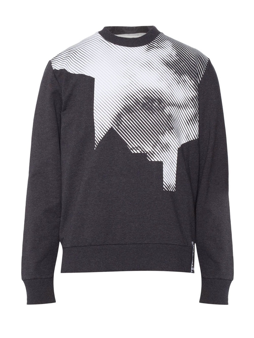 Bikkembergs Men's Black and White Graphic Crewneck cotton Sweater